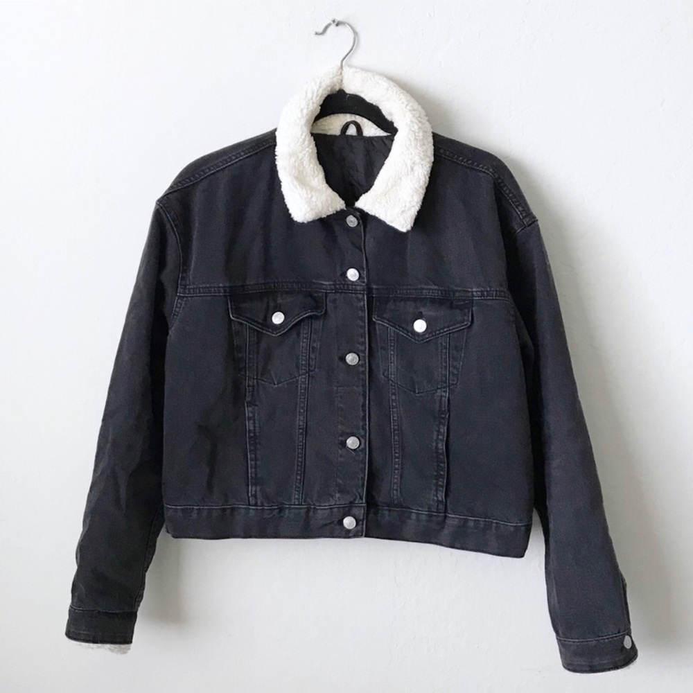 Topshop Tilda Borg Denim Sherpa Jacket